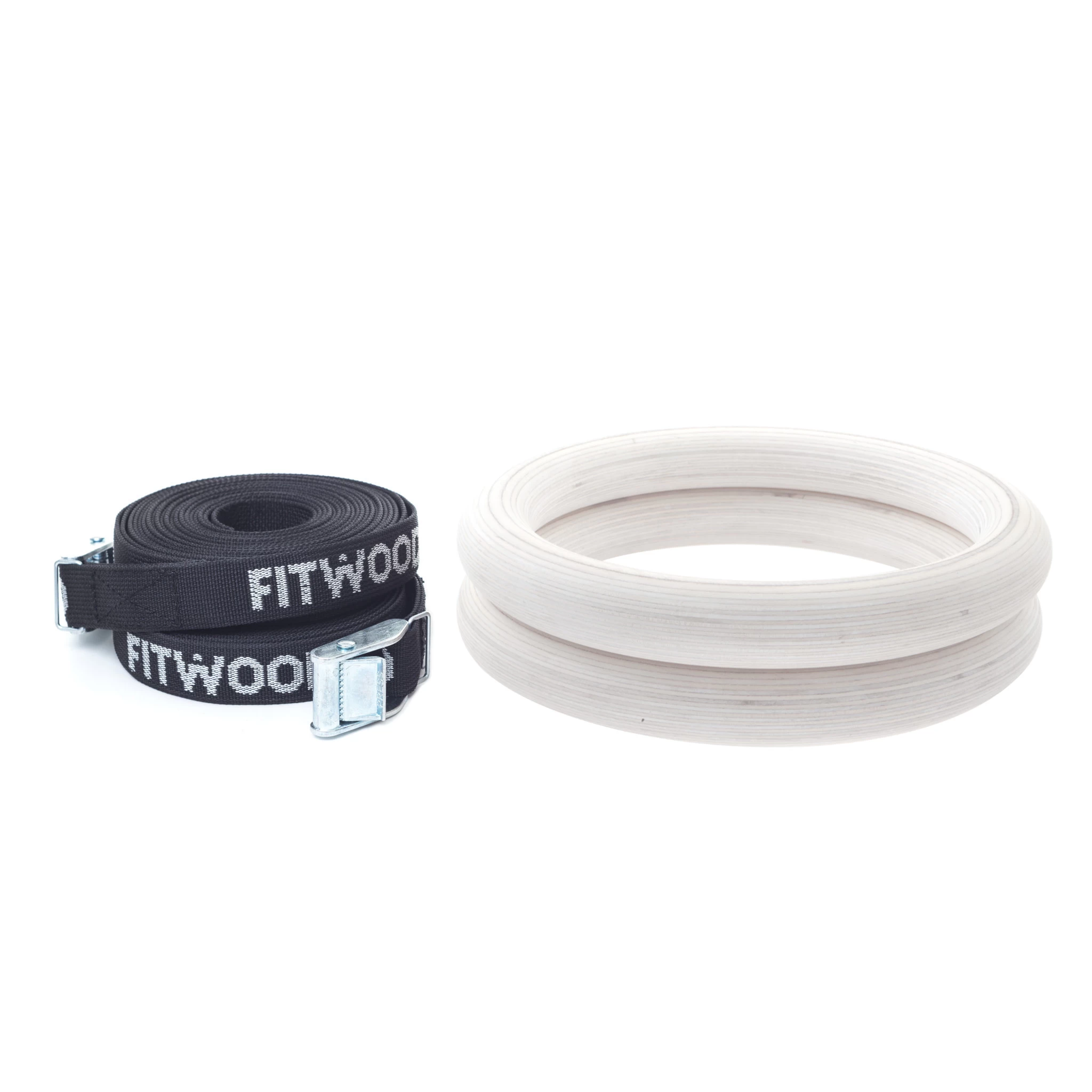 FitWood ULPU Gymnastikringe 28mm - Glazing-overflade / Sort Strop - FitnessNyheder